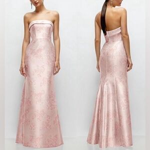 NWT ALFRED SUNG Strapless Pink Floral Dress